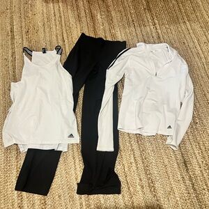 Adidas White and Black Activewear Set